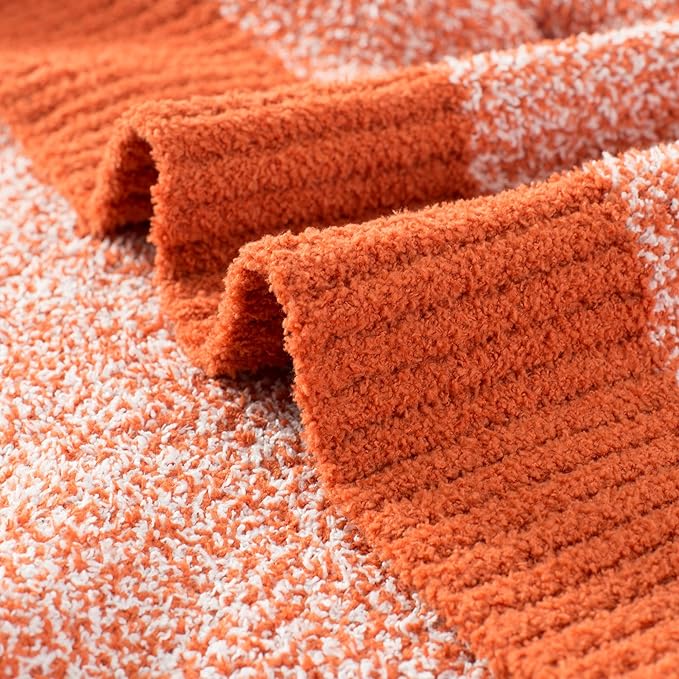 Carriediosa Heather Throw Blanket 60" X 80" Twin, 400GSM Ultra Soft Microfiber Fuzzy Fluffy Reversible Knitted Blankets Cozy Plush Lightweight and Warm Fall Throws for Couch, Bed, Sofa, Rust