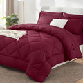 CozyLux Full Size Comforter Sets Burgundy - 7 Pieces Bed in a Bag Full, Luxury Soft Bed Set for All Seasons, Bedding Set with Down Alternative Comforter, Sheets, Pillowcases & Shams, Red