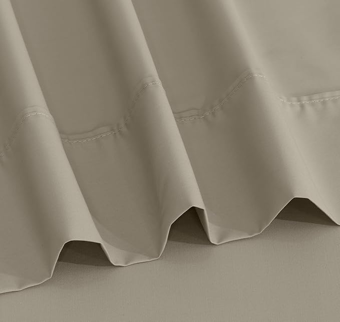 RUVANTI 100% Cotton Twin XL Sheet Sets, 3 Pieces, Soft & Breathable Percale Weave Bedding, Deep Pocket 16", Hotel Standard, Crisp Cool Feel, Durable, Perfect Size Dyed Sheets, Taupe