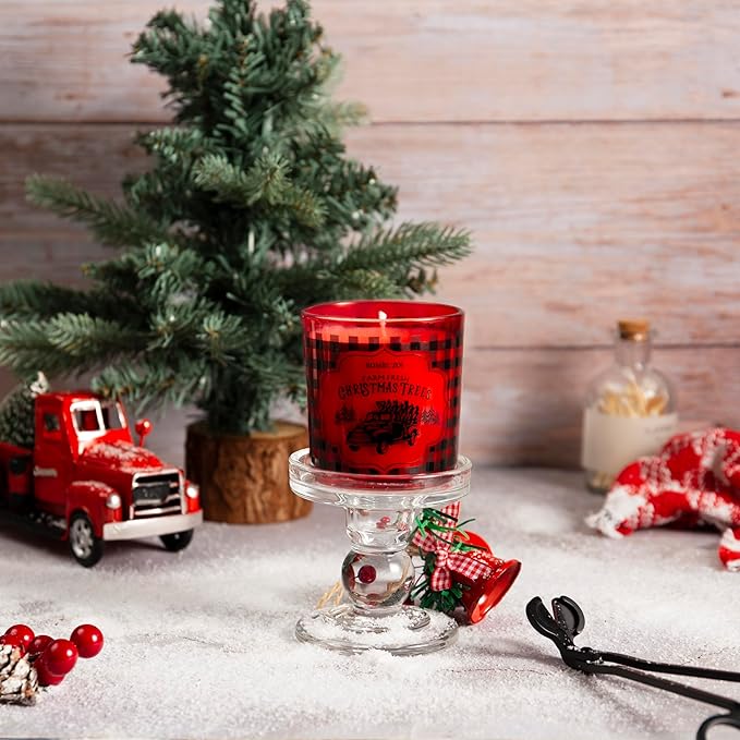 ROMIIE ZOI Christmas Scented Candle - 6oz Soy Wax Candle, Buffalo Plaid, Infused with Festive Holly Aroma - Red & Black Tartan Gift Box Packaged for Christmas Holiday Season Gift