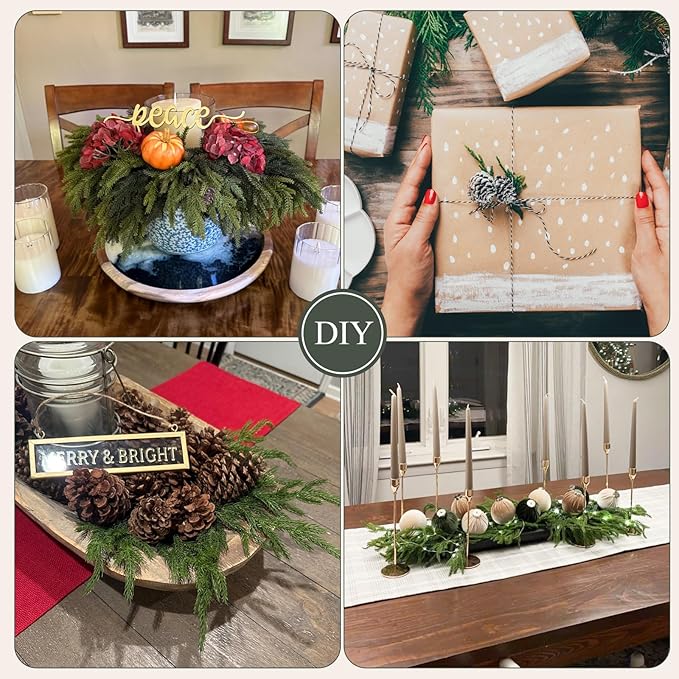 18 Pcs Real Touch Norfolk Pine Branches,Artificial Christmas Green Faux Cedar Norfolk Pine Stems Fake Greenery Pine Picks for Vase DIY Garland Wreath Xmas Indoor Outdoor Home Decoration (18 Inches)