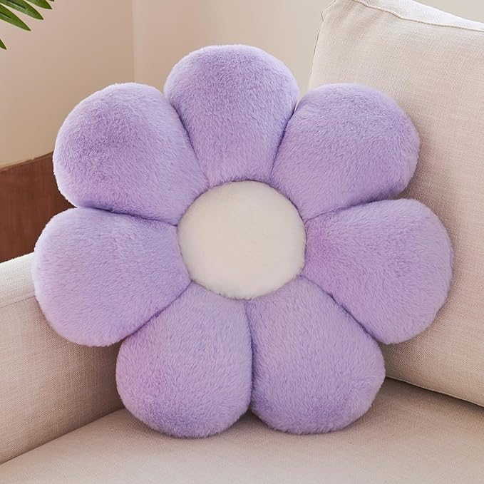 Xuyier Flower Pillow, Decorative Throw Pillow, 14.9“ Cute Daisy Pillow, Aesthetic Fun Decor Pillows for Bed, Flower Shaped Accent Cozy Pillow for Couch