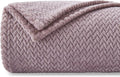 NEWCOSPLAY Super Soft Queen Blanket Light Purple Premium Silky Flannel Fleece Leaves Pattern Lightweight Bed Blanket All Season Use (Light Purple, Queen(90"x90"))