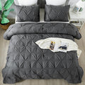 Andency California King Comforter Set Dark Gray (104x96Inch), Pinch Pleat Cal King Comforter Set 3 Pieces, Oversized King Pintuck Bed Comforter, Microfiber Down Alternative Comforter Bedding Set