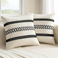MIULEE Set of 2 Black Boho Decorative Pillow Covers 18x18 Inch Farmhouse Rustic Couch Throw Pillows Modern Spring Cotton Cushion Covers Retro Cute Macrame Woven Home Decor for Bed Sofa Chair