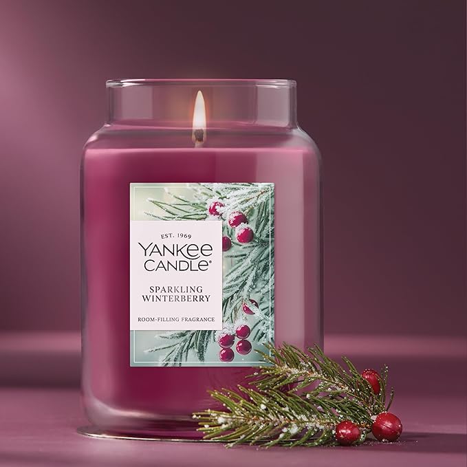 Yankee Candle Sparkling Winterberry Scented Candle, 22oz Large Jar with up to 150 Hour Burn Time, Giftable, Holidays