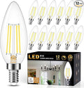 Cotanic Dimmable E12 LED Candelabra Bulb 4000K Daylight, Ceiling Fan Light Bulbs Small Base,60W Equivalent,Type B Bulb for Chandelier,Vintage B11 LED Candle Shape with Clear Glass,600LM,12 Pack