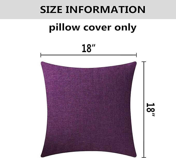Home Brilliant Purple Pillow Covers 18x18 Decorative Pillows for Living Room 2 Pack Burlap Linen Cushion Cover for Couch Bench Office, 18" x 18", 45cm, Purple