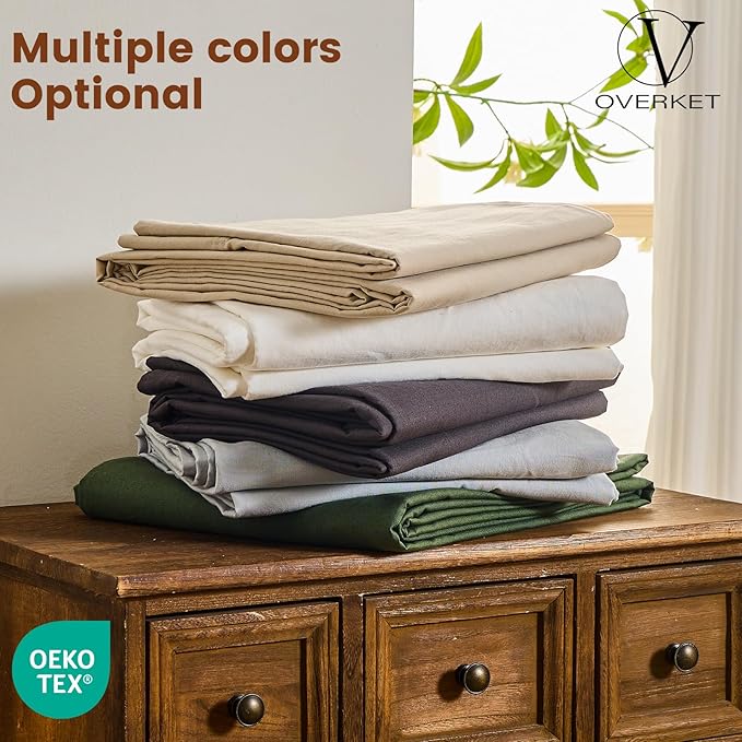 100% Linen Sheets King Size,Breathable & Durable 4-Piece Bed Flax Sheet Set,Soft All-Season Bedding for Hot Sleepers 16" Deep Pocket Oeko-TEX Certified,（King, White）