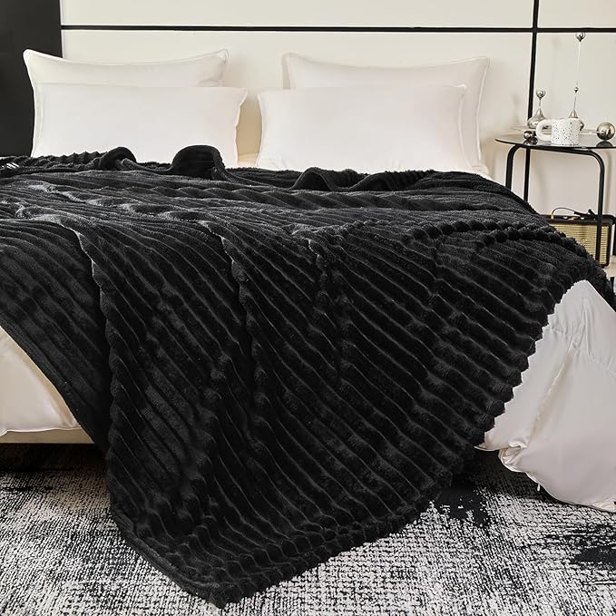 Twin Fleece Blanket for Couch - Super Soft Cozy Throw Blankets for Women,3D Striped Lightweight Blanket for Girls,All Seasons Flannel Blanket，Bed Home Decor，60x80 Inches