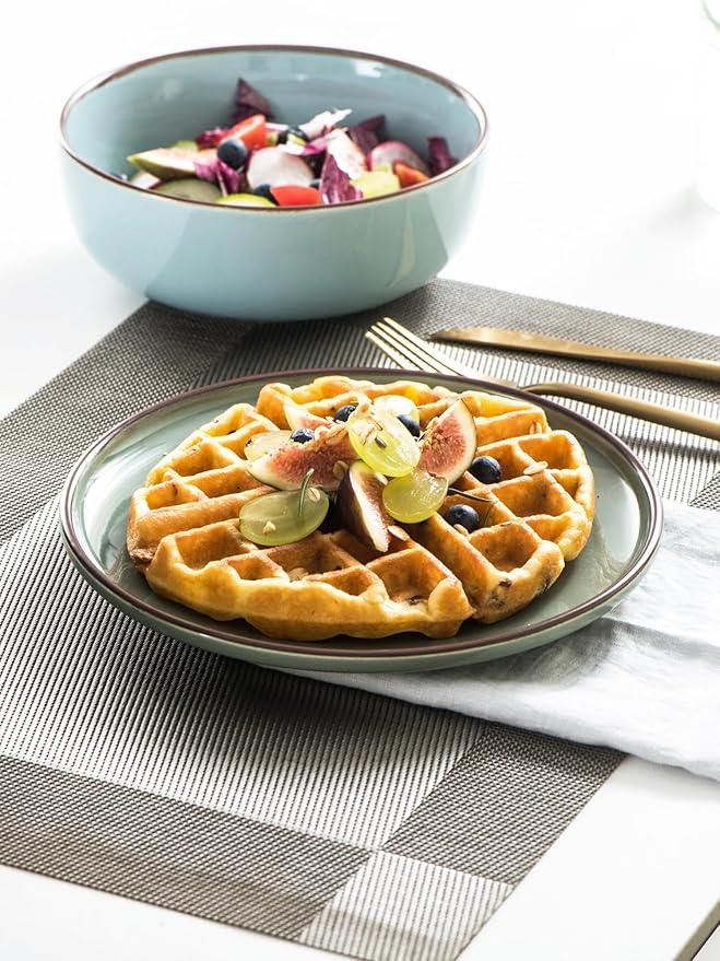 UNICASA Ceramic Dessert Plates - Salad Plates Set of 4, 8.25 Inch Round Serving Dishes Set for Pasta - Stoneware Dinnerware Set for Kitchen, Dishwasher&Microwave Safe - Assorted Colors