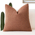 Foindtower Decorative Textured Boucle Throw Pillow Covers Accent Solid Pillow Cases Neutral Soft Cozy Couch Cushion Case for Chair Sofa Bedroom Living Room Home Decor 20x20 Inch,1PC,Burnt Orange Hazel