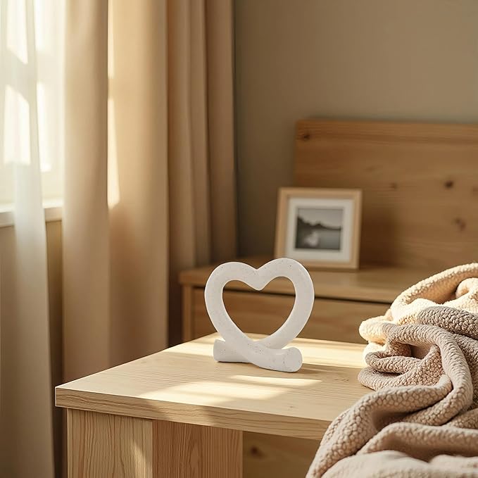 Heart Sculpture Home Decor - Love Line Modern Aesthetic Statue - Unique Ornaments Decorations for Living Room, Coffee Table, Bedroom, Shelf - Romantic Gifts for Lover