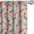 Ambesonne Geometric Window Curtains Pack of 2, Raindrops Doodle Style Creative Leaf Shaped Colorful Girls Theme, Lightweight Set with Rod Pocket, 4 Panels of - 28" x 63", Teal Coral