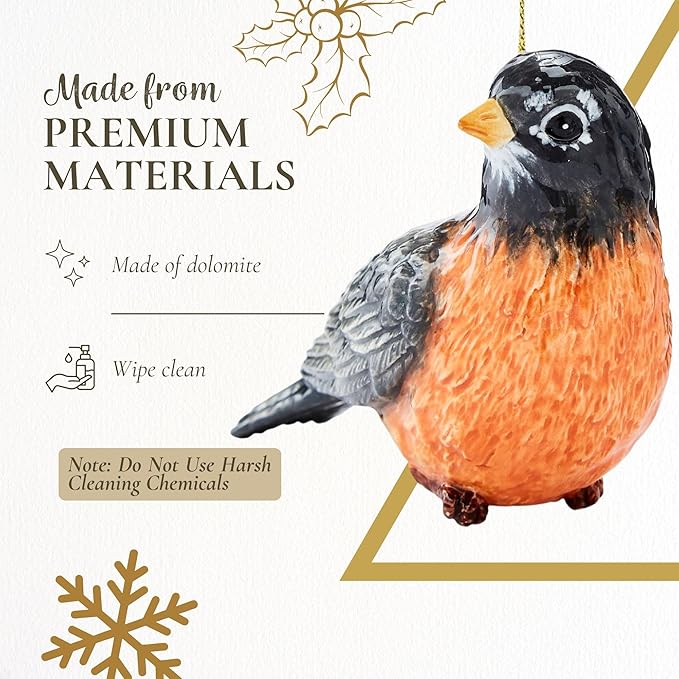 Spode Christmas Tree Robin Bird Ornament - Festive Holiday Decoration, Novelty Bauble Seasonal Essential - Ideal Holiday Keepsake for Christmas - Ornament for Home Decoration