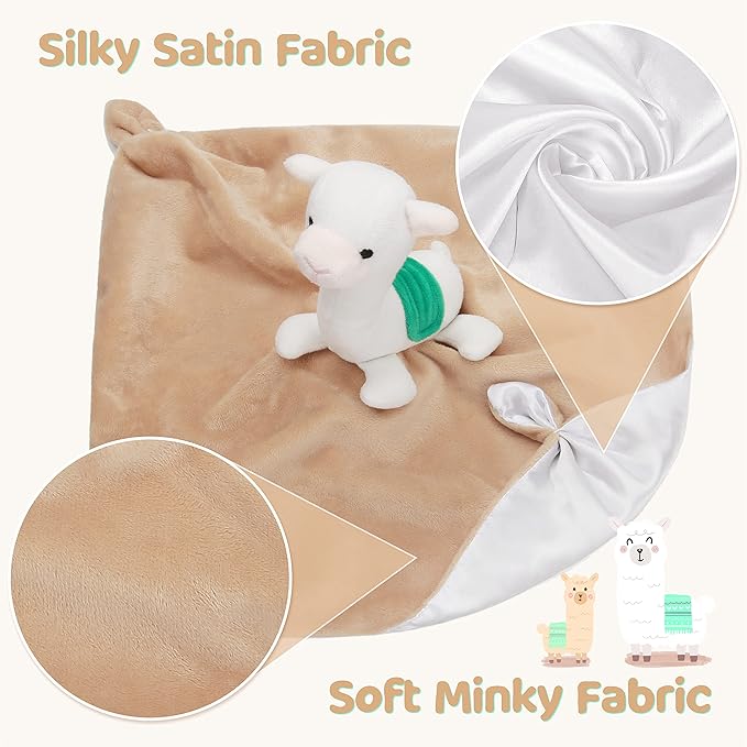 Pro Goleem Llama Security Blanket Soft Loveys for Babies for Boys and Girls Newborn Lovie Infant Blankie Llama Baby Stuff Baby Snuggle Toy Stuffed Animal Baby Gifts 14 Inch
