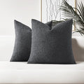 HAUSSY Set of 2 20x20 Decorative Throw Pillow Covers, Soft Cozy Textured Boucle Couch Cases, Home Decor for Couch Bed Living Room, Dark Grey