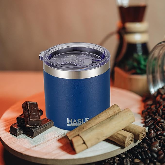 HASLE OUTFITTERS 10oz Insulated Tumblers with Lid and Straw,Stainless Steel Tumbler Travel Coffee Mug,Double Wall Reusable Tumbler Cup for Iced and Hot Drinks(Navy，6 Pack)