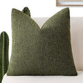 Foindtower Decorative Textured Boucle Throw Pillow Covers Accent Solid Pillow Cases Neutral Soft Cozy Couch Cushion Case for Chair Sofa Bedroom Living Room Home Decor 24x24 Inch,1PC,Moss Green