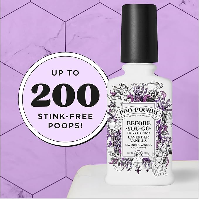 Poo-Pourri Before-You-Go, Toilet Spray, Lavender Vanilla, Up to 200 Uses, Bathroom Odor Deodorizer Plant-Based with Essential Oils, for Home or Work, Citrus Scent, 4 Fl Oz