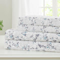 Modern Threads Silky Soft Microfiber and Wrinkle Free Sheets - Luxurious Microfiber Bed Sheets Includes Flat Sheet, Fitted Sheet with Deep Pockets, & Pillowcases Kashmir Rose Blue, Queen