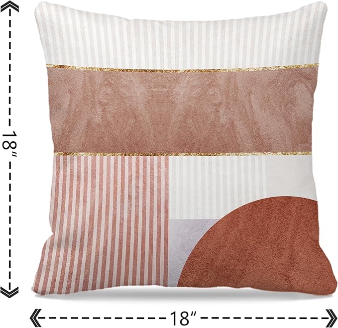 Nogrit Boho Pillow Covers 18x18, Abstract Neutral Beige and Rose, Mid Century Modern, Living Room Bedroom Decor