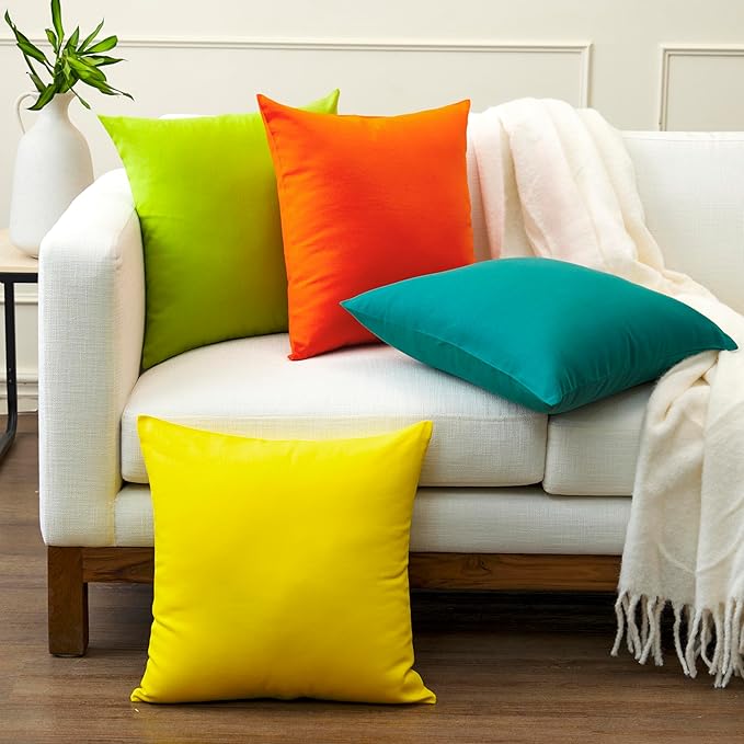 Encasa XO Throw Pillow Covers 20x20 in Set of 2 Orange | No Inserts | Cotton Pillow Covers for Living Room, Bed, Sofa, Couch | Decorative Cushion Covers with Improved Zippers