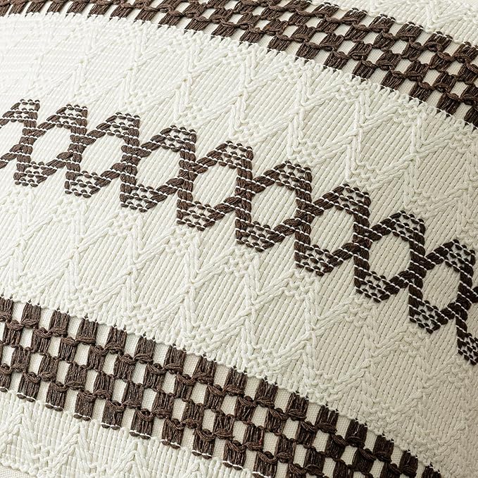 MIULEE Set of 2 Dark Brown Boho Decorative Pillow Covers 20x20 Inch Farmhouse Rustic Couch Throw Pillows Modern Spring Cotton Cushion Covers Retro Cute Macrame Woven Home Decor for Bed Sofa Chair