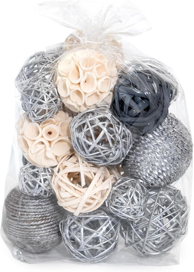 ANDALUCA Decorative Balls Bag Bowl Filler Home Decor (Silver)