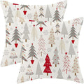 Christmas Pillow Covers 22 x 22 Inch, Colorful Red Grey Beige Christmas Tree Decor Throw Pillows for Home Couch Bed, Winter Xmas Snowflake Decorative Pillowcase Linen Cushion Cover Set of 2