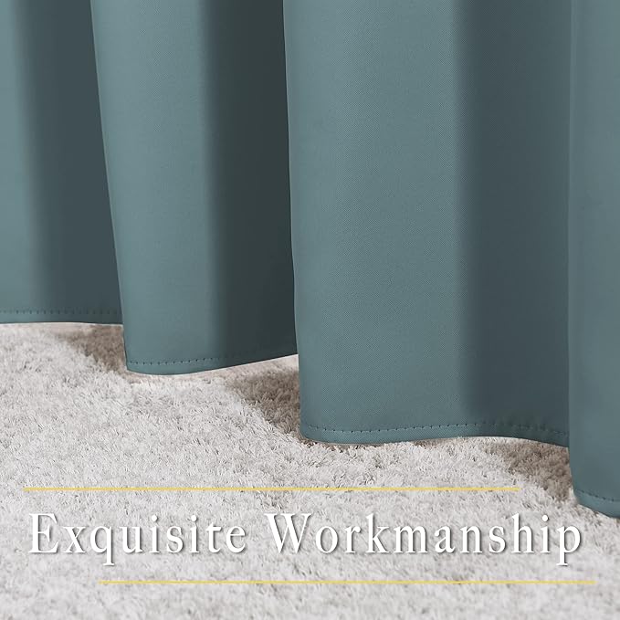 NICETOWN Greyish Blue Bedroom Curtains 72 inches Long, Grommet Blackout Thermal Insulated Window Treatment Room Darkening for Bedroom/Home Office, 2 Panels, W37 x L72