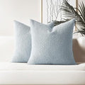 HAUSSY Set of 2 24x24 Decorative Throw Pillow Covers, Soft Cozy European Pillow Shams Textured Boucle, Home Decor for Couch Bed Living Room, Dusty Blue