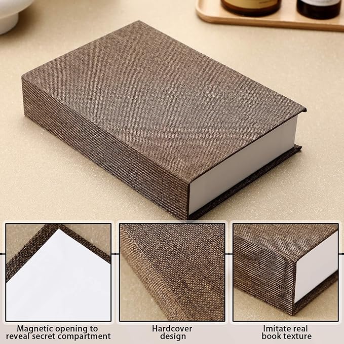 Geyoga 6 Pcs Faux Decorative Books Set for Home Decor Linen Fake Book Storage Box for Coffee Table Bookshelf Mantle Modern Home Decoration Photo Storage DIY Crafts, 8.6 x 6.1 x 1.8 Inch(Coffee Color)