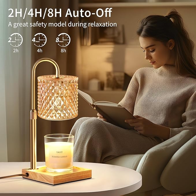 Candle Warmer Lamp with Timer Dimmer Adjustable Height, Lamp Candle Warmer for Jar Candles, Home Decor, for Women Birthday