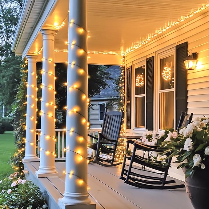 JMEXSUSS 250 LED Warm White Christmas Lights Outdoor Waterproof - 91.5ft Twinkle String Lights Indoor Plug in with 8 Modes for Bedroom Wedding Party Tree Garden Patio Decorations