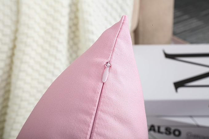 TangDepot Handmade Decorative Solid 100% Cotton Canvas Throw Pillow Covers/Pillow Shams, (20"x20", Salmon Pink)