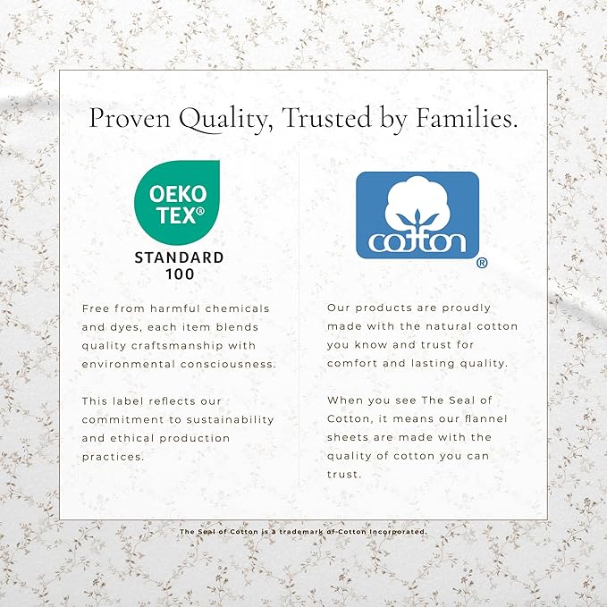 Great Bay Home Flannel Sheet Set King Size - 100% Turkish Cotton, Double-Brushed, Winter Floral Bed Sheets - Ultra-Soft, Cozy, 4-Piece Bedding Set (Winter Vines Tan)