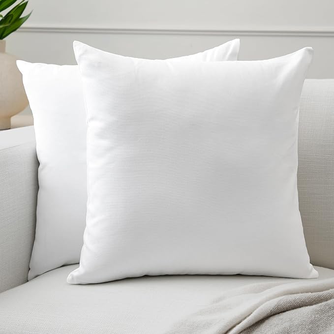 Encasa XO Throw Pillow Covers 22x22 in Set of 2 White | No Inserts | Cotton Pillow Covers for Living Room, Bed, Sofa, Couch | Decorative Cushion Covers with Improved Zippers