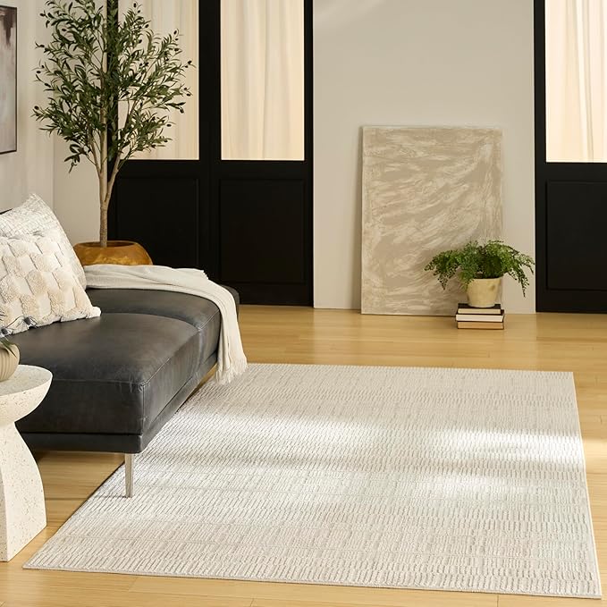 Nourison Home Nordic Ivory 4' x 6' Scandinavian Area Rug - Easy Clean, Non Shedding, Bed Room, Living Room, Dining Room, Kitchen (4' x 6')