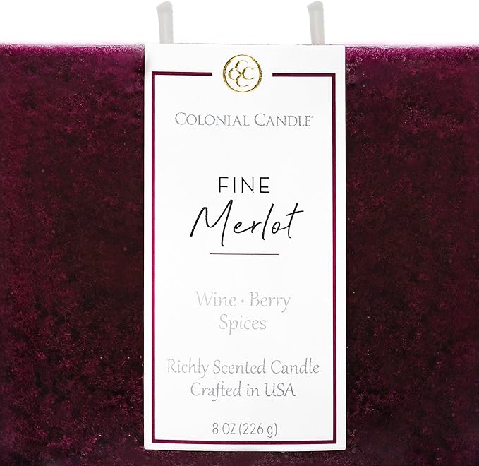 Colonial Candle Fine Merlot Scented Candle Jar, Highly Fragranced Candles for Home Scented, Mottled Wax Candle, 2 Wick, 8 oz - Made in The USA