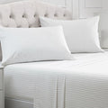 Mellanni Full Sheets Set - 4 PC Iconic Collection Bedding - Hotel Luxury, Extra Soft, Cooling Bed Sheets - Wrinkle, Fade, Stain Resistant (Full, Pin Stripe Gray)