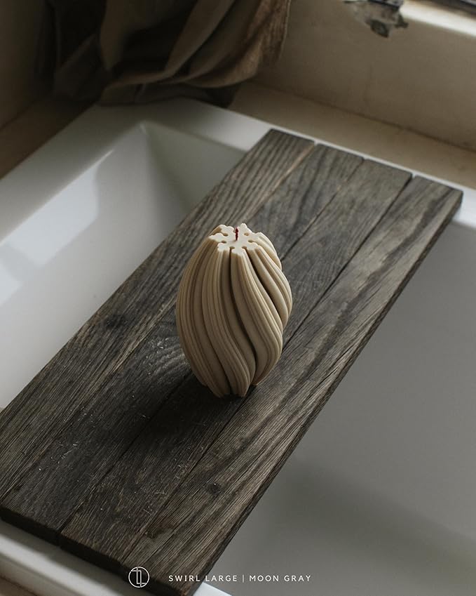 LAWA Swirl Candle - Large Beautiful Handmade Pillar Scented Soy Wax Twirl Elegant Bubble Aesthetic Candle Housewarming Gift Home Room Shelf Decor Idea Spiral Moon Gray (Large)