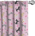 Ambesonne Kitty Curtains, Cats in Colorful Design and Patterns Among Pink Hearts Resting Happy Stretching, Window Treatments 2 Panel Set for Living Room Bedroom, Pair of - 28" x 95", Soft Pink