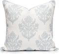 “The Naples” Floral Block Print Pillow Cover – Soft Grey and Off-White Decorative Throw Pillow Cover – Grandmillennial Home Decor, 20" x 20"