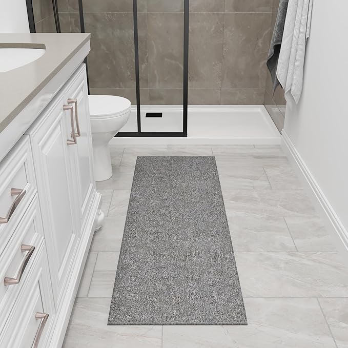Ottomanson 2'7" x 10' Ultra-Thin Hallway Runner Rug - Durable Non-Slip Carpet for High-Traffic Areas - Fits Under Doors for Seamless Entry - Ideal for Kitchen, Entryway, Bedroom & Living Room, Gray