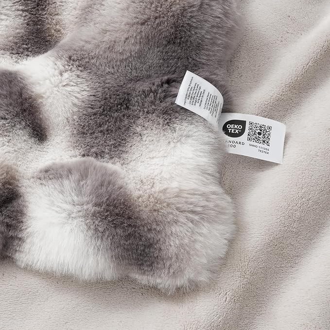 Amélie Home Faux Fur Throw Blanket, Ultra Soft Fuzzy Plush Bubble Blanket for Couch, Bed & Living Room, 60"x80", Tie-dye Grey
