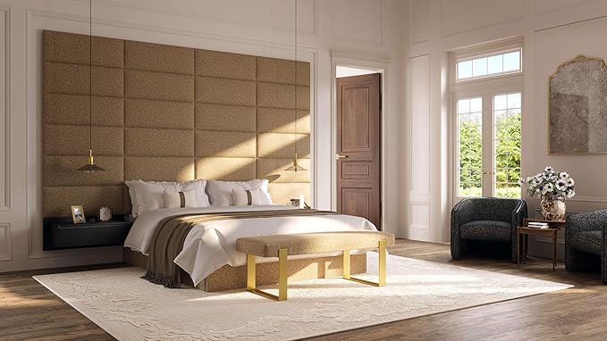 Vänt Upholstered Wall Panels - Queen/Full Size Wall Mounted Headboards - Micro Suede Blue - Set of 4 Panels (Each Individual Panel 30"x11.5")