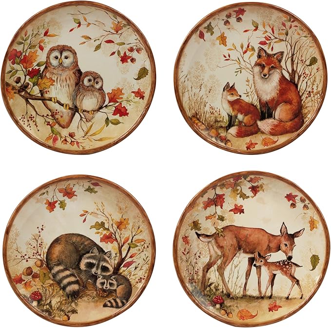 Certified International Pine Forest 10.5'' Dinner Plates, Large, Multicolor, Set of 4