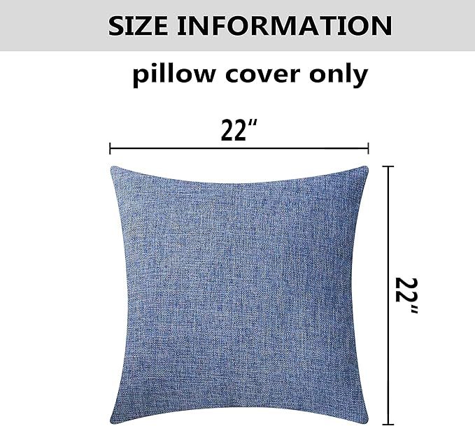 Home Brilliant Linen Decorative Pillow Cover Burlap Denim Throw Pillow Covers for Couch Sofa, 22x22 inch, 55x55 cm, Navy Blue