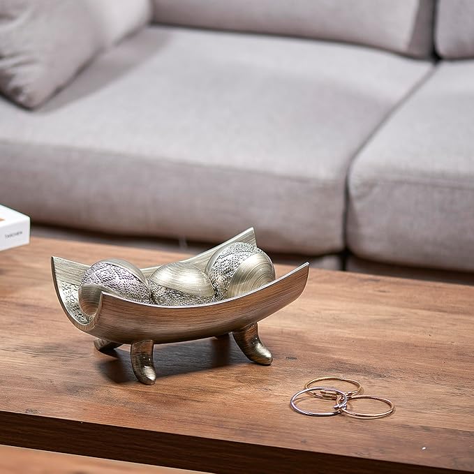 Creative Scents Dublin Silver Decorative Bowl – Centerpiece Table Decorations, Home Décor, Decor Tray for Coffee Table Decor, Living Room Centerpiece, Key/Candy Bowl for Entry Table Decorations